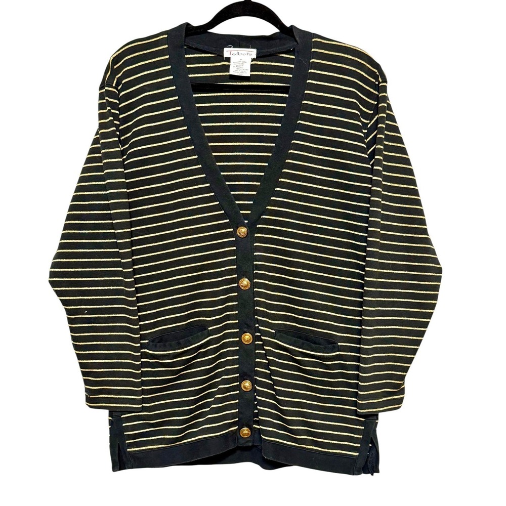 Vintage Talbots Old Money Preppy Striped Cardigan Women Size S French Girl Style